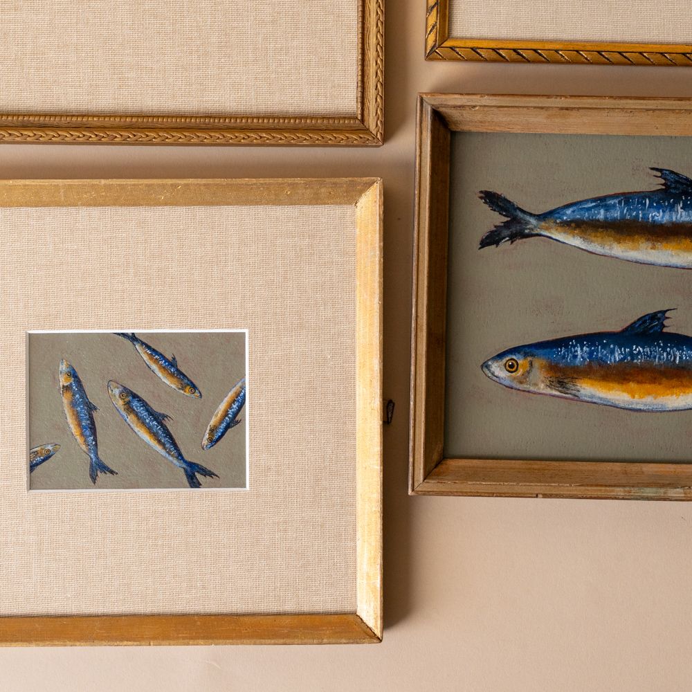 "2 Sardines" Framed Original Painting by Melissa Mary Jenkins - Rug & Weave