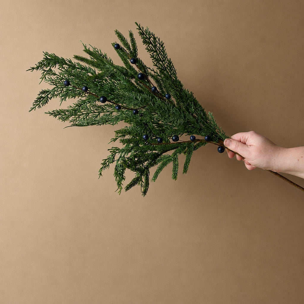 Navy Plum Berry Cypress Stem