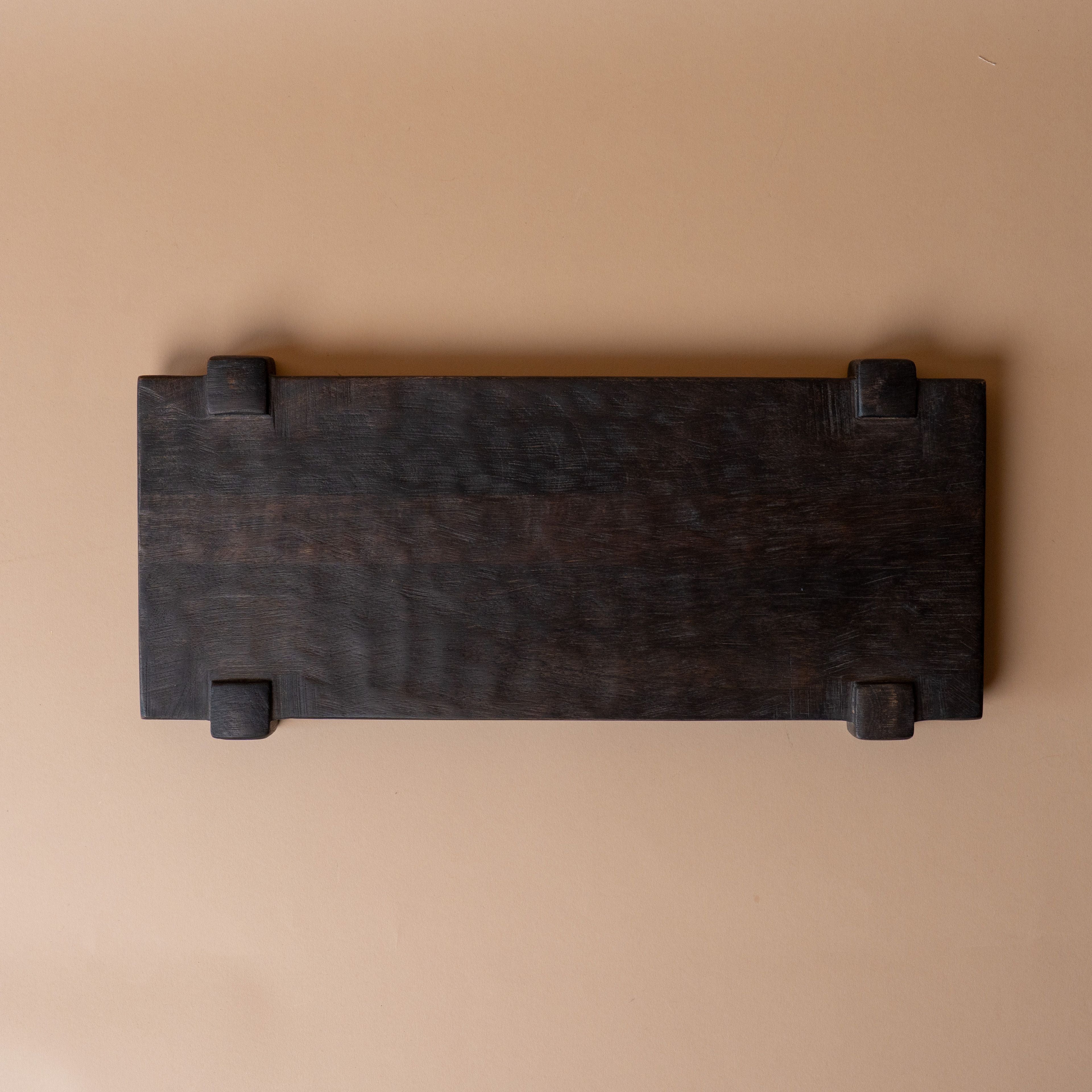 Dark Mango Wood Pedestal Tray