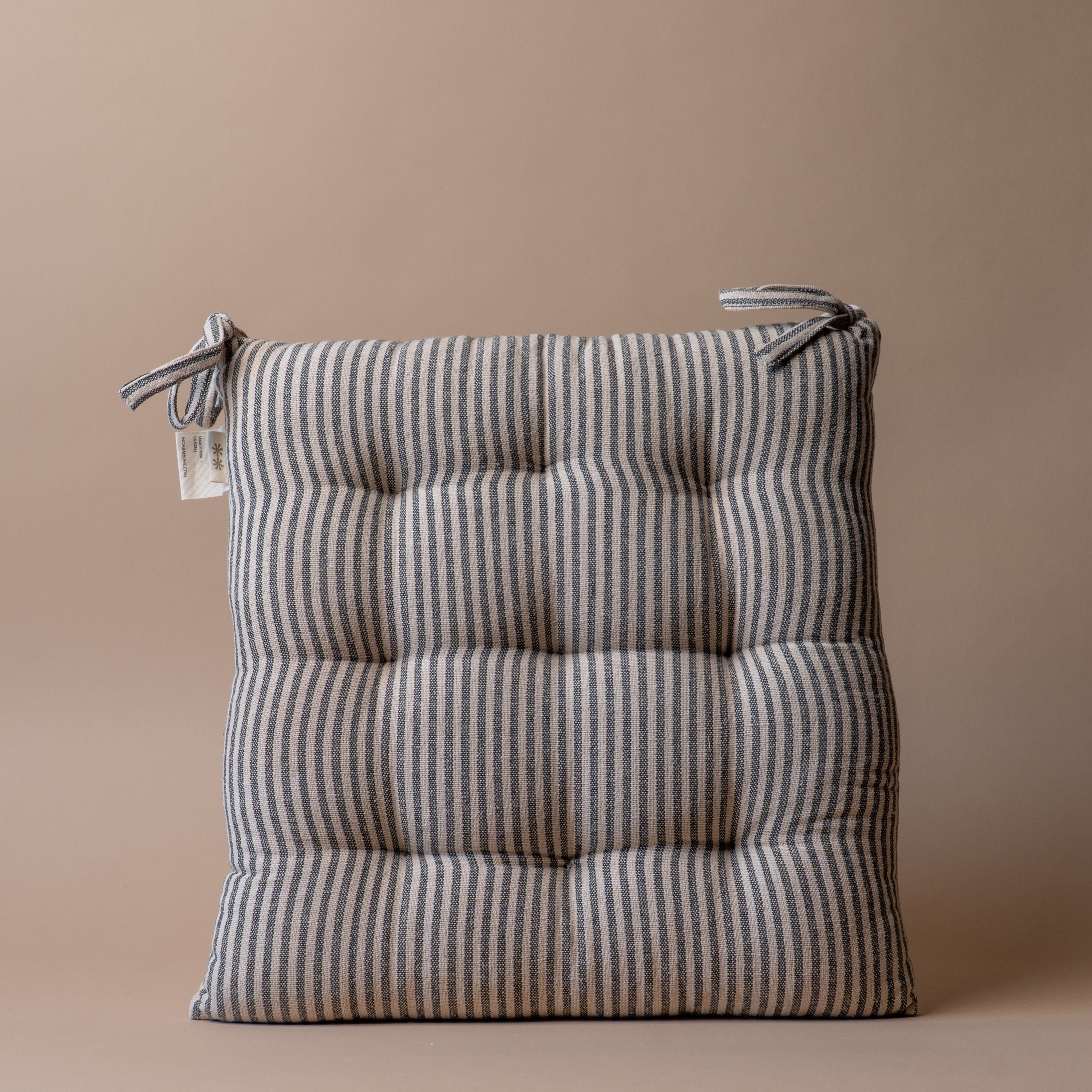 Stripe Cotton Chair Cushion, Black Stripe