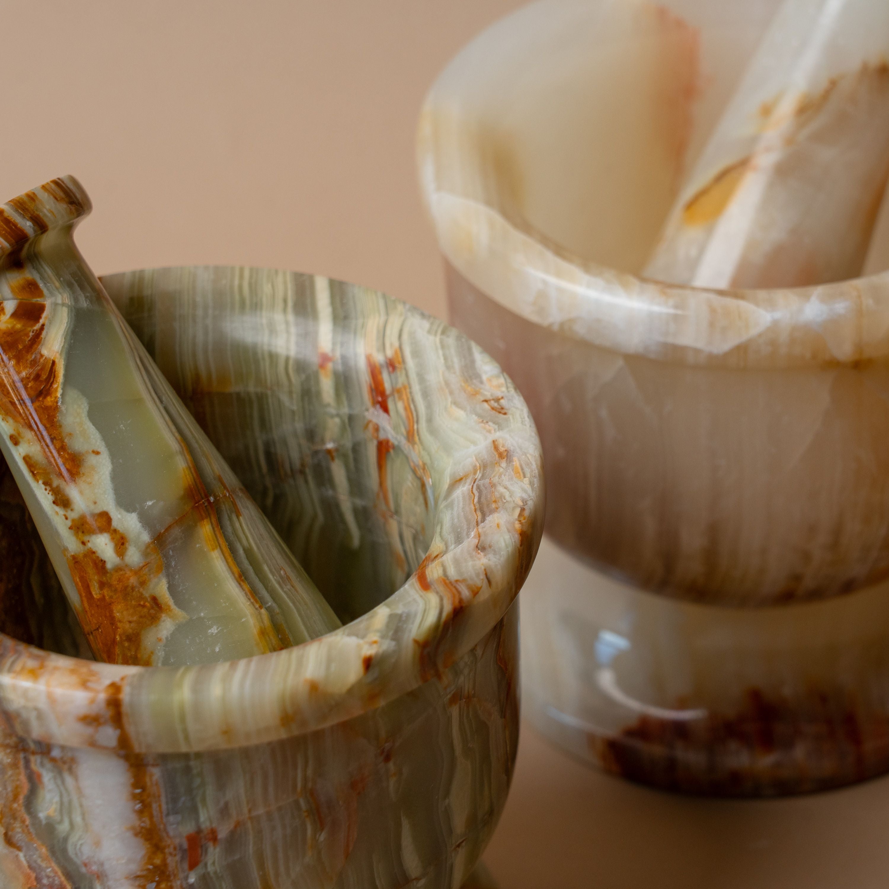 Onyx Mortar & Pestle storage jar Marigold Market (Faire)