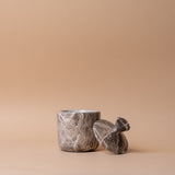 Brown Marbled Cement Canister with Lid