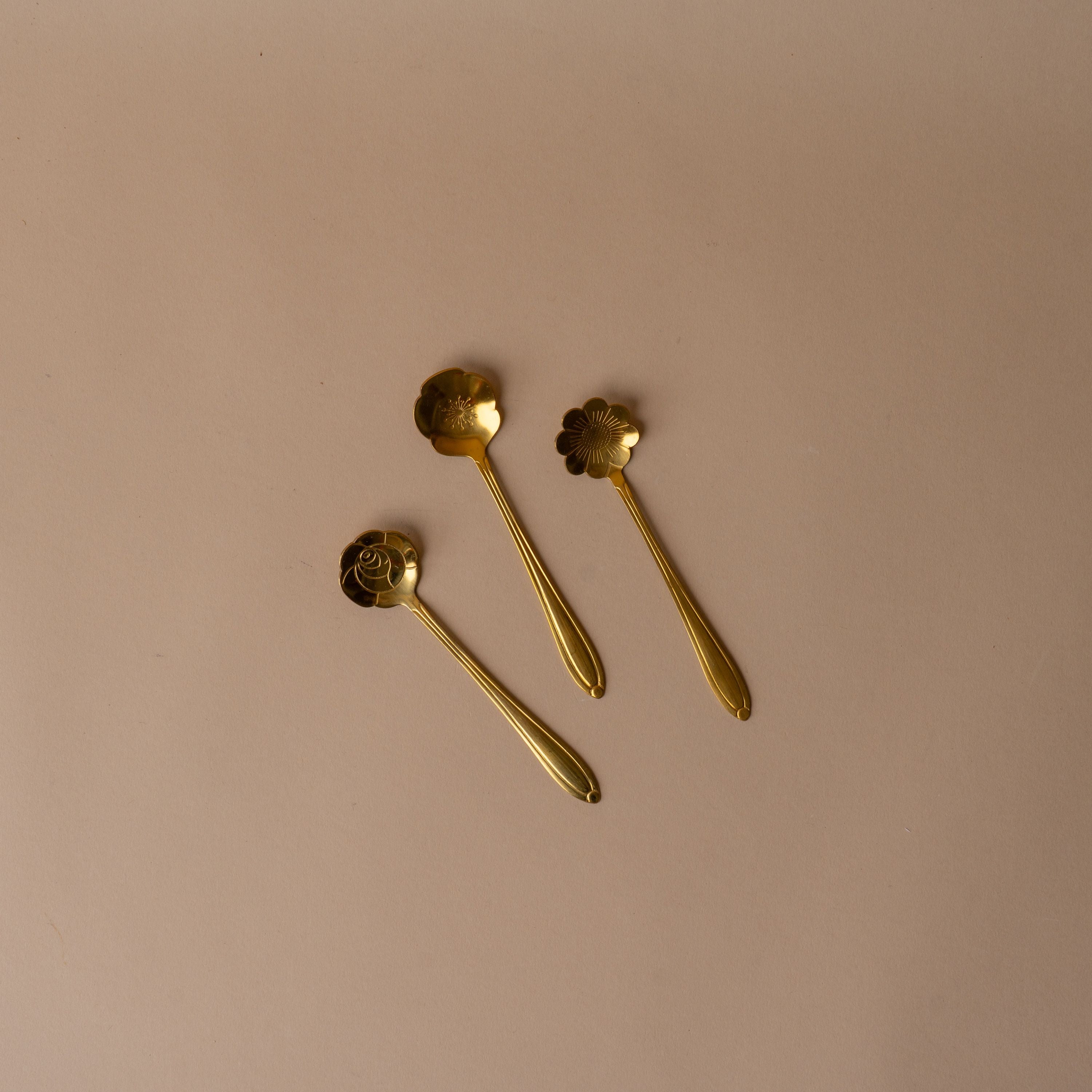 Gold Finish Floral Spoon Set spoon Creative Co-op (DYA)