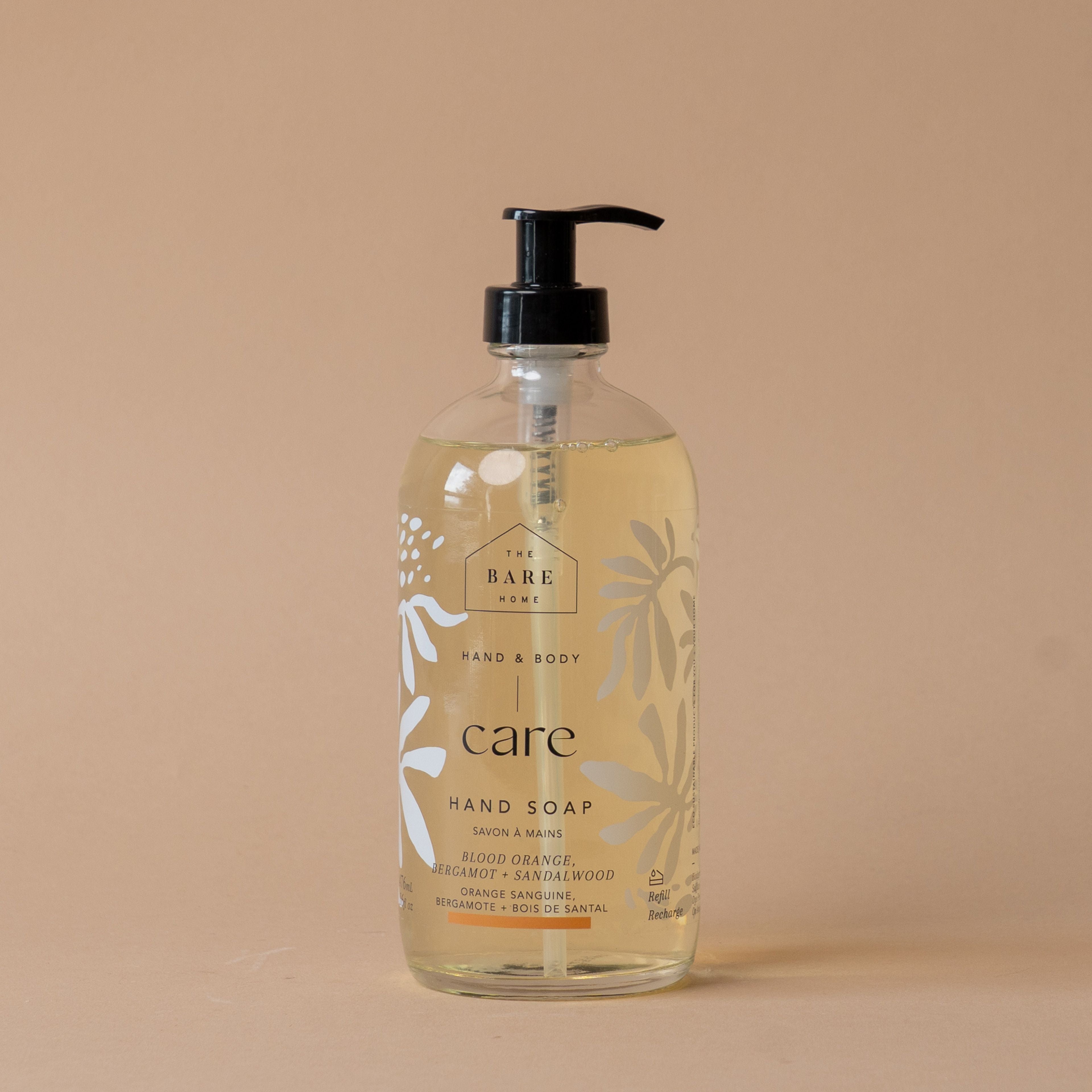 Blood Orange, Bergamot & Sandalwood Hand Soap In Glass Bottle