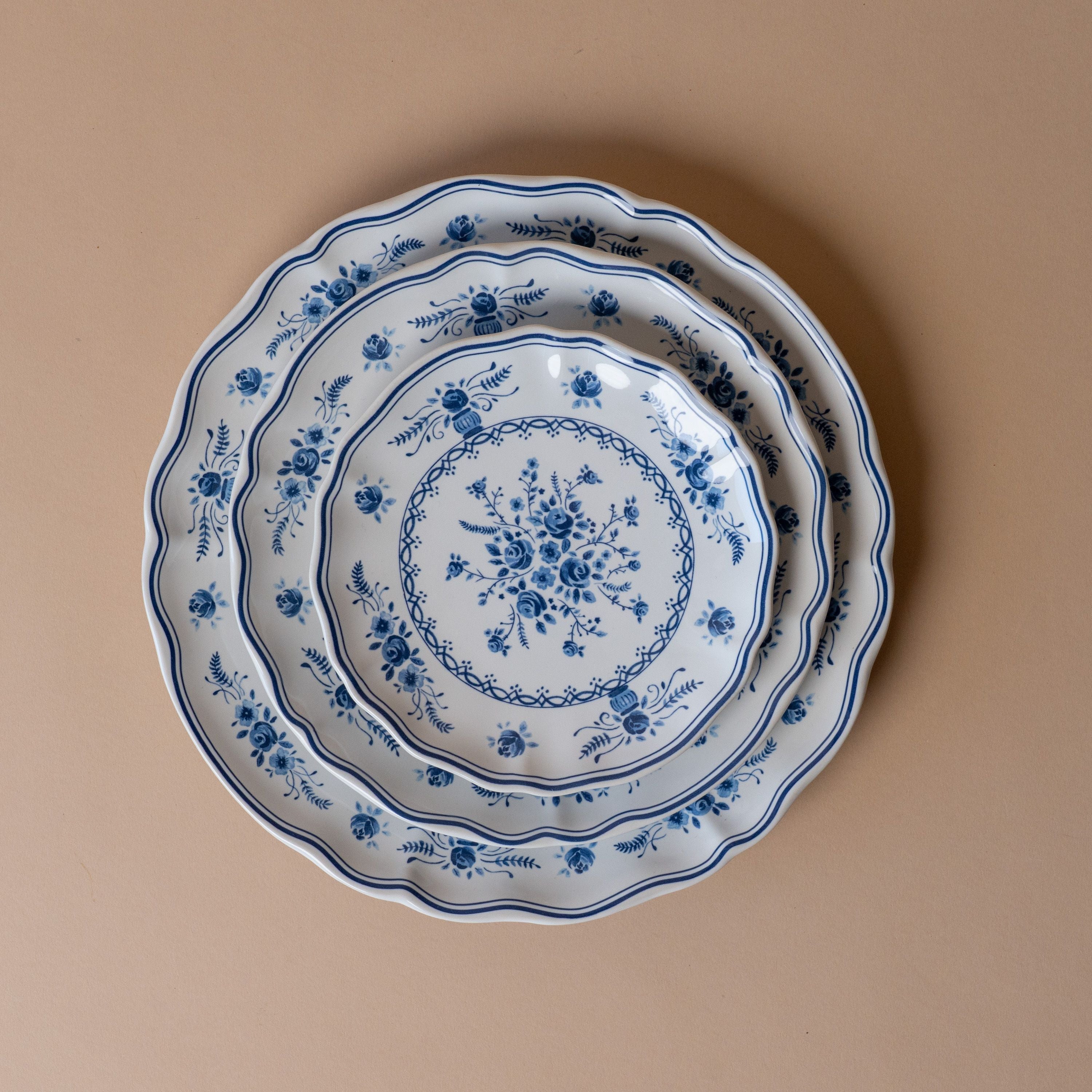 Blue & White Floral Plate Collection