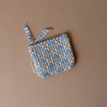 Organic Cotton Floral Pouch reusable bag Paper Mirchi (Faire) Large Blue