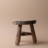 Round Elm Wood Mini Stool 0-VINTAGE -stool Hauer Market