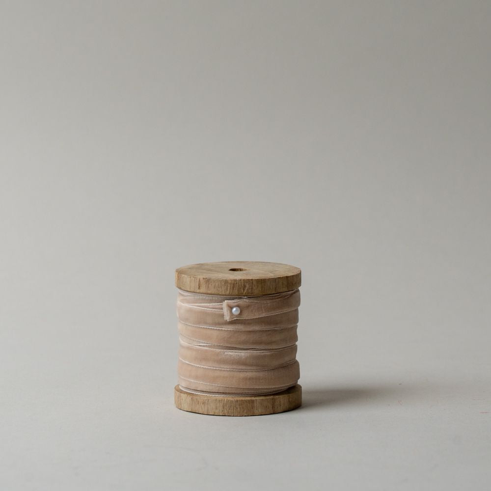 Velvet Ribbon on Wooden Spool CHRISTMAS 2026 Creative Co-op (DYA) Eggnog