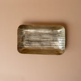 Textured Metal Tray with Brass Finish