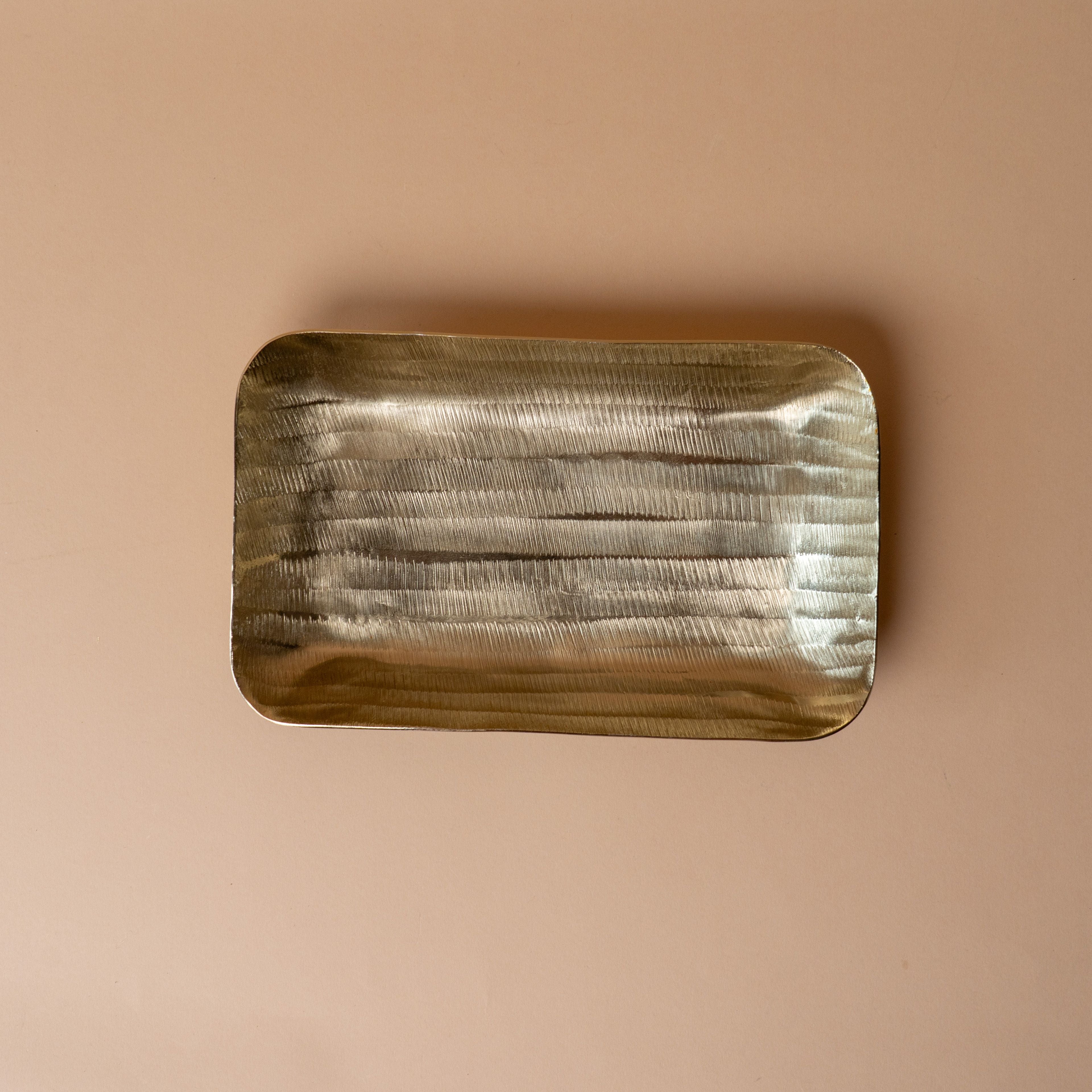 Textured Metal Tray with Brass Finish