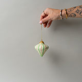 Handmade Paper Mache Ornament - Diamond Shape CHRISTMAS 2025 Creative Co-op (DYA) Green Stripe