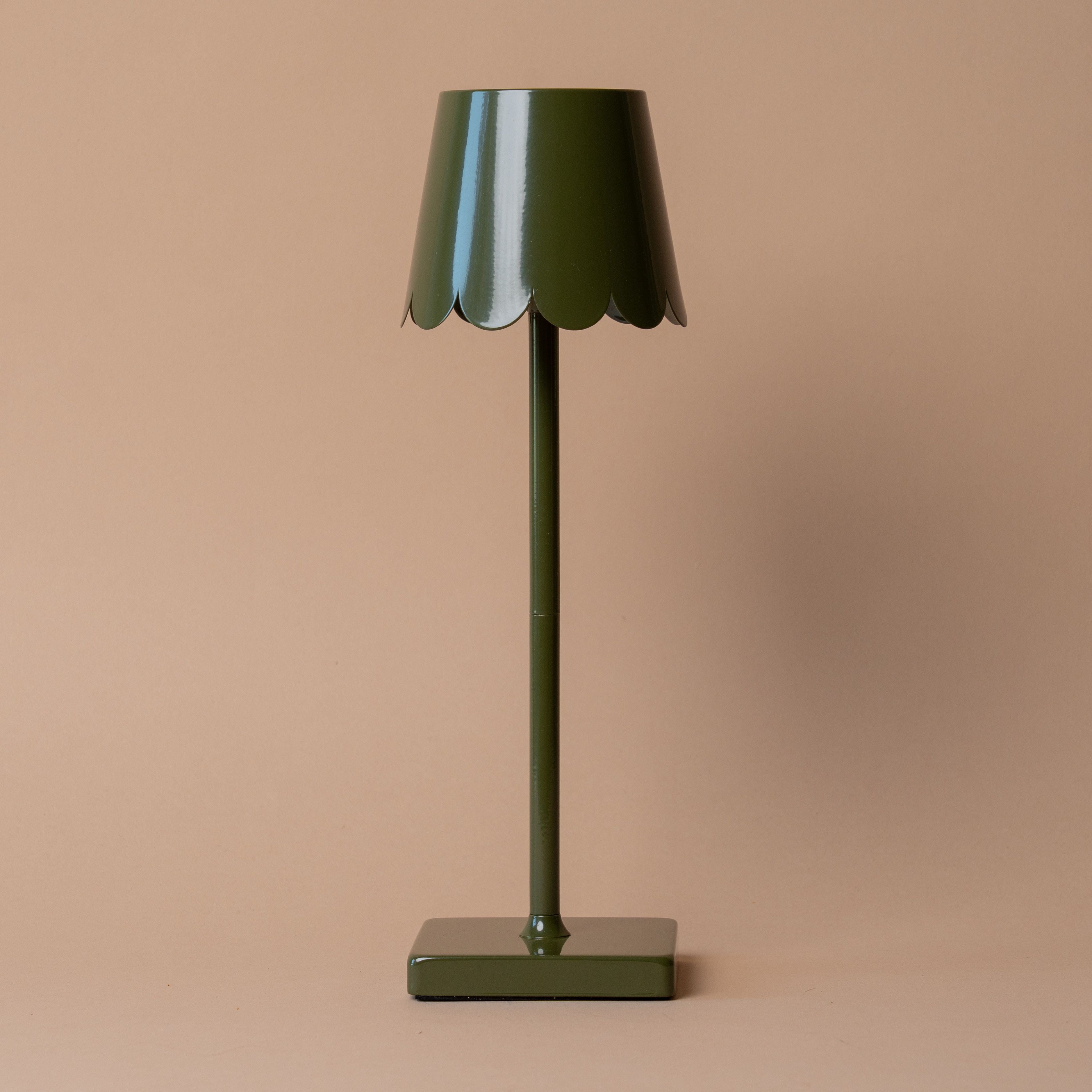 Touch LED Table Lamp with Olive Scallop Shade LIGHTING - table lamp Accents De Ville (ShopZio)
