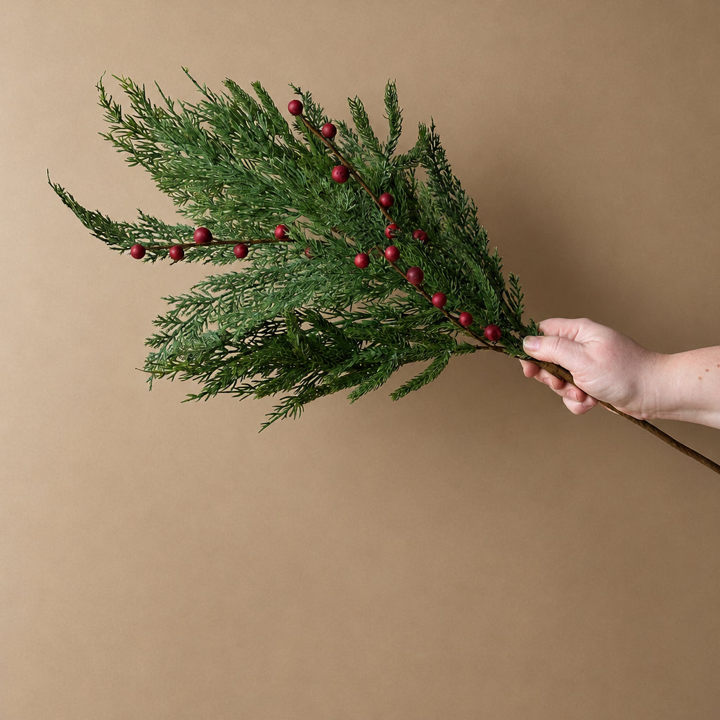 Red Plum Berry Cypress Stem