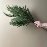 Red Plum Berry Cypress Stem CHRISTMAS 2025 Luxe B Co (Faire)