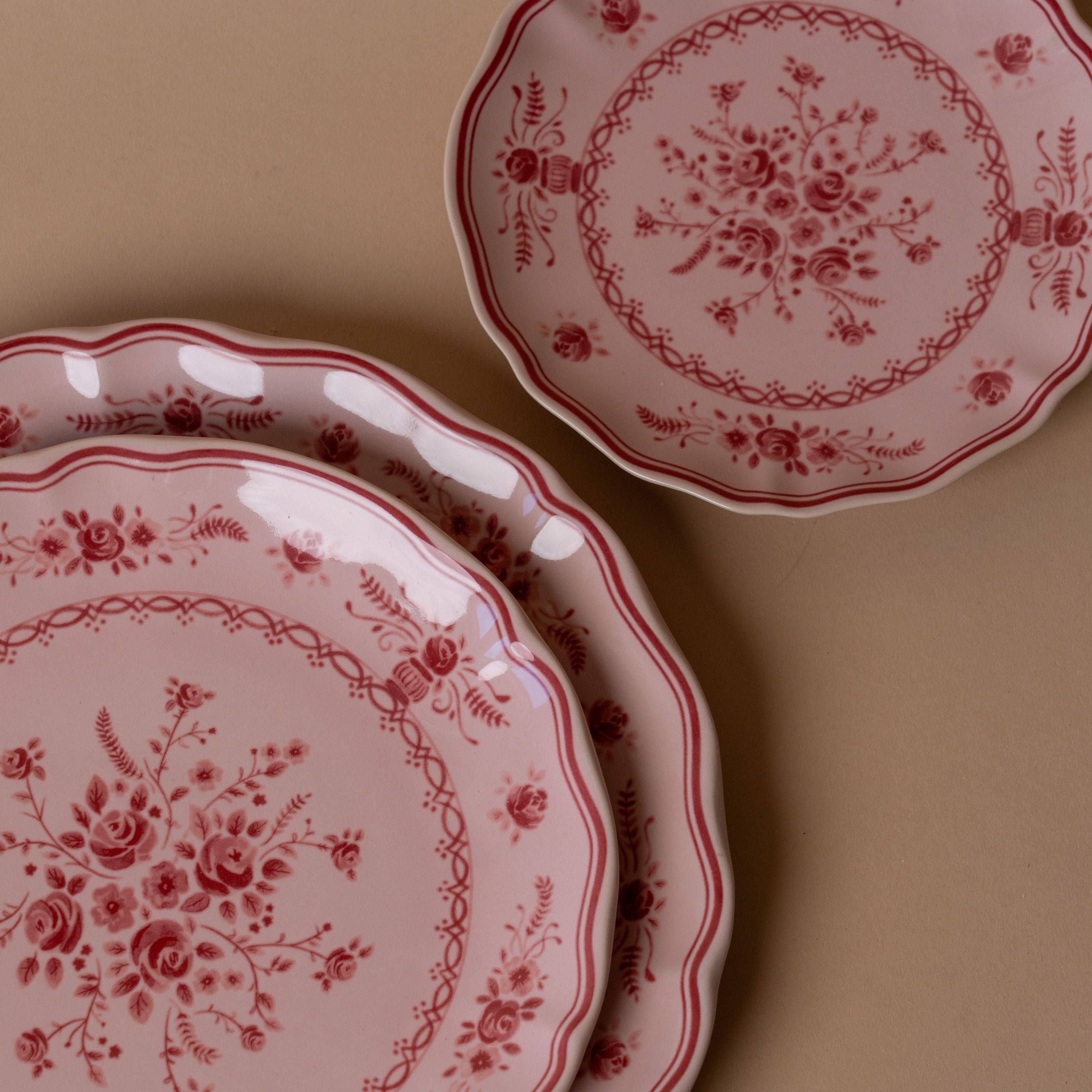 Red & Pink Floral Plate Collection