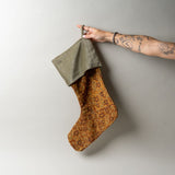 Velvet Block Print Stocking CHRISTMAS 2025 Indaba Burnt Orange Print