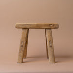 Tiny Elm Wood Stool - Natural 1-VINTAGE - stool Hauer Market