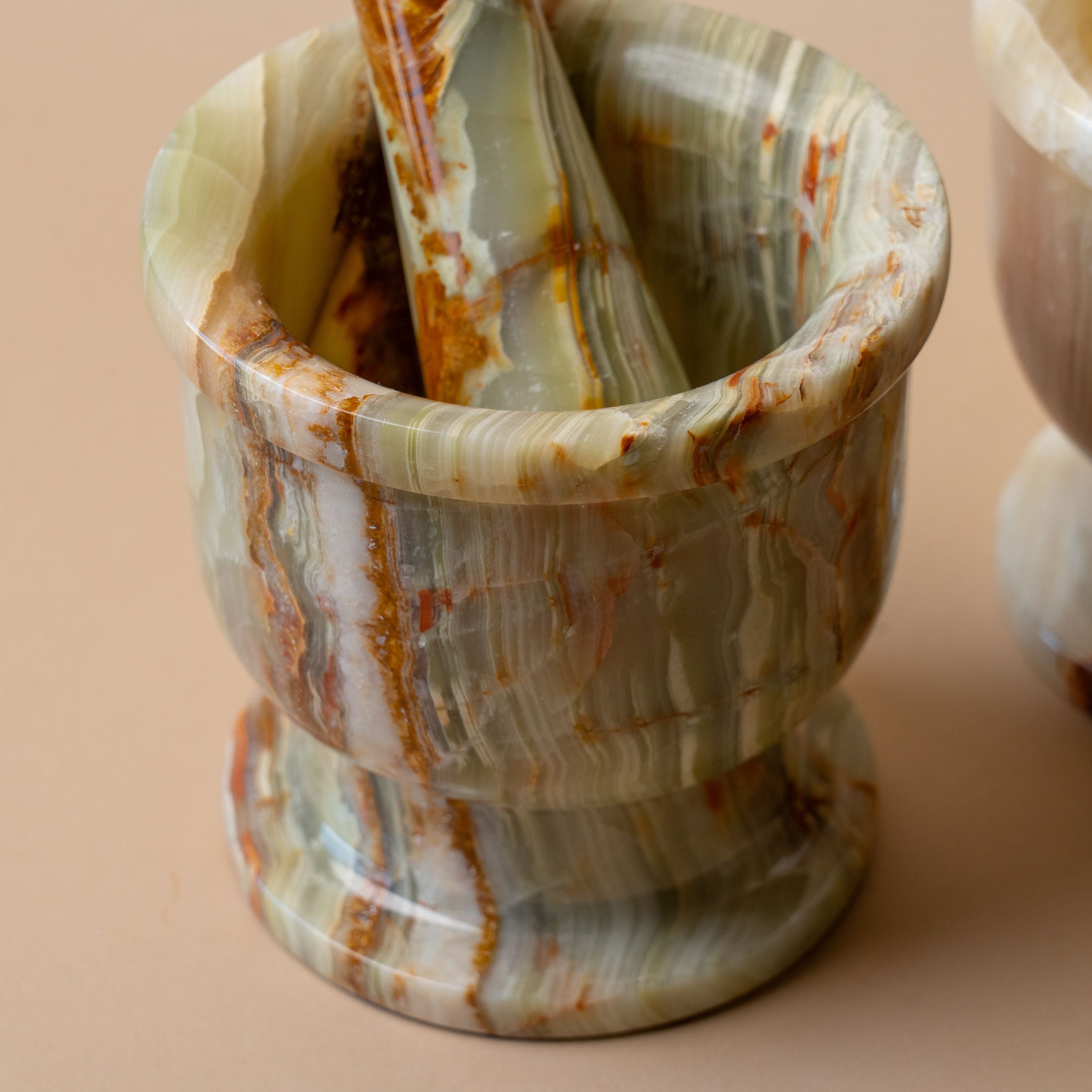 Onyx Mortar & Pestle storage jar Marigold Market (Faire)