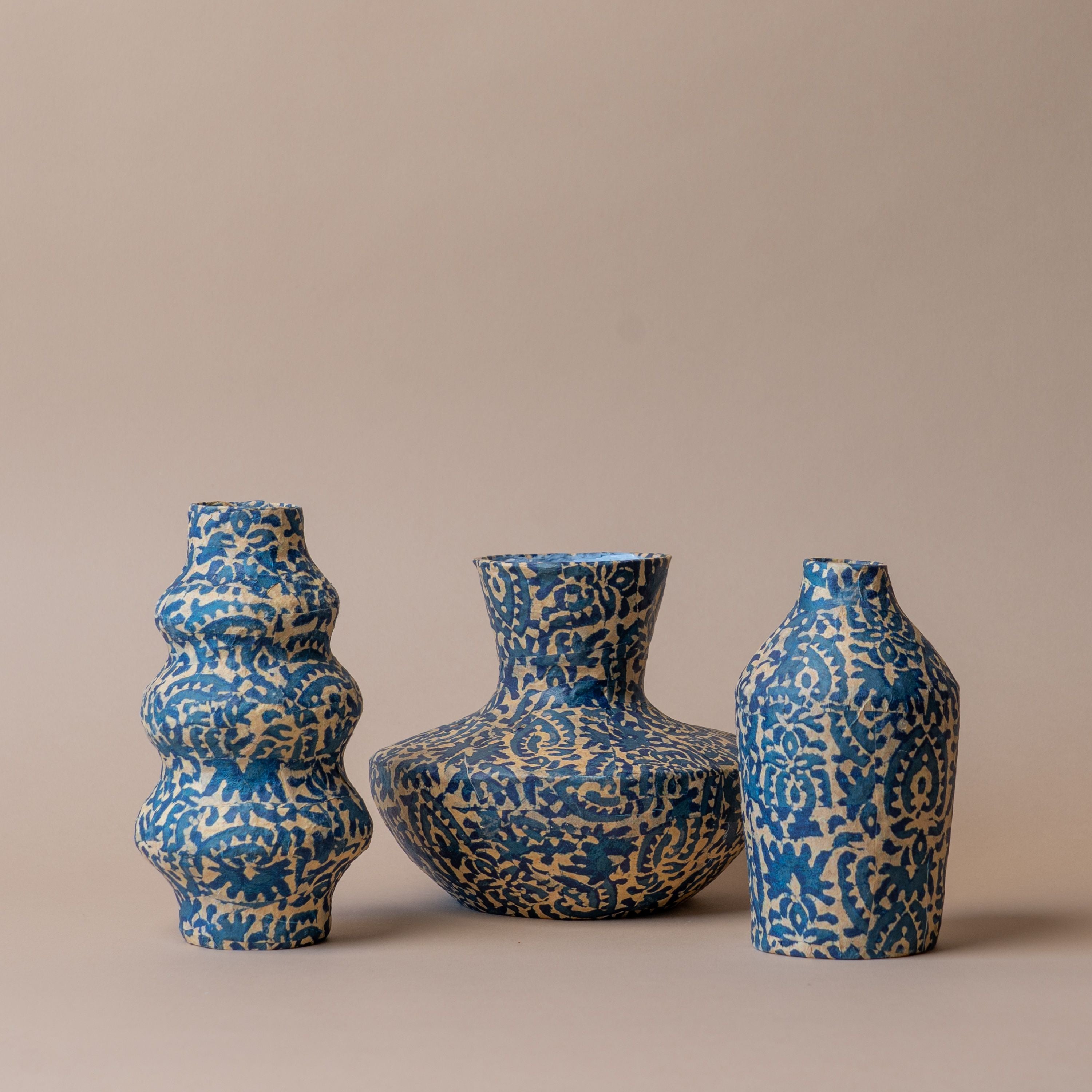Floral Paper Mache Vase