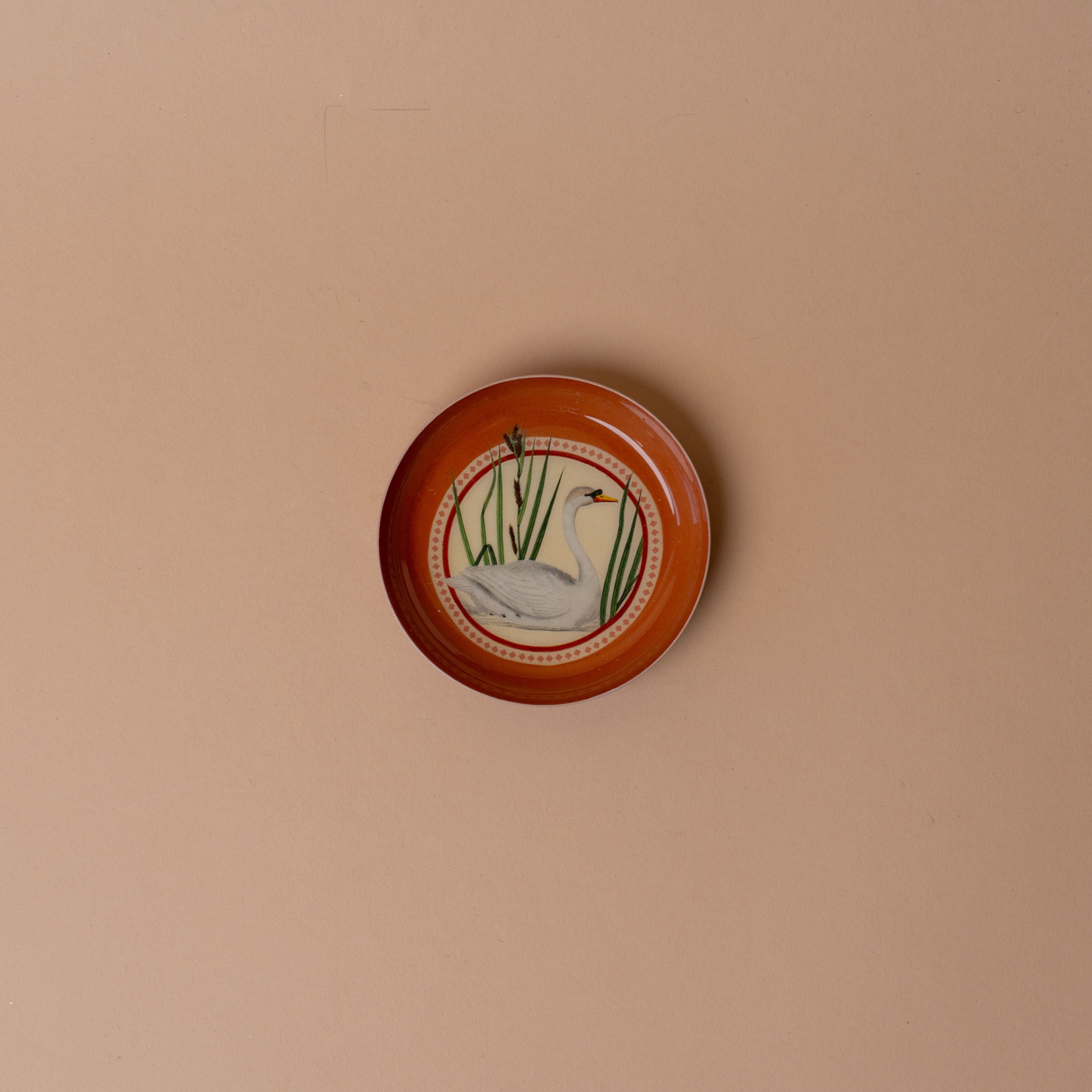 Enamel Swan Motif Dish