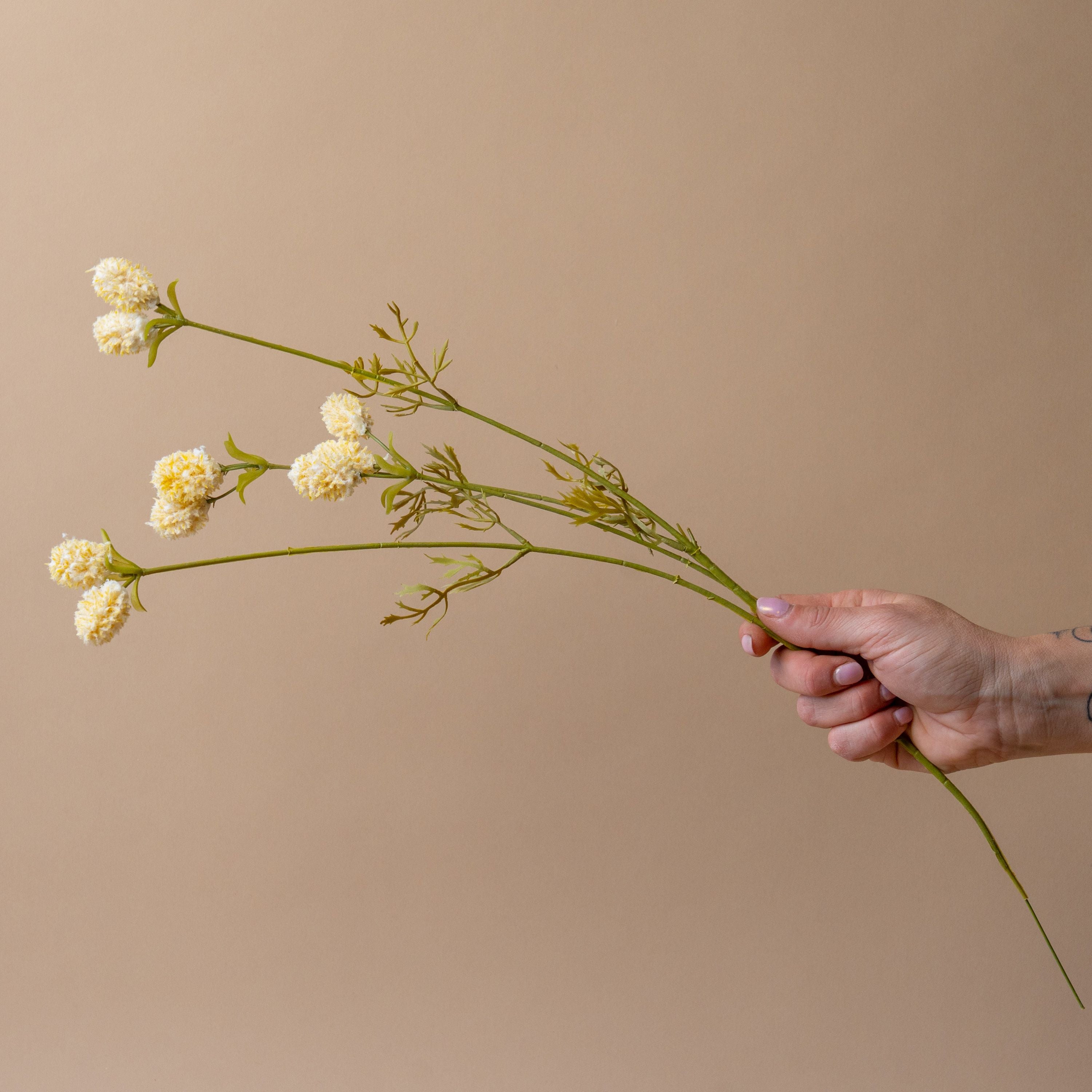 Faux Cream Dandelion Spray faux stem Indaba