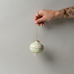 Handmade Paper Mache Ornament - Onion Shape CHRISTMAS 2025 Creative Co-op (DYA) Mint Swirl