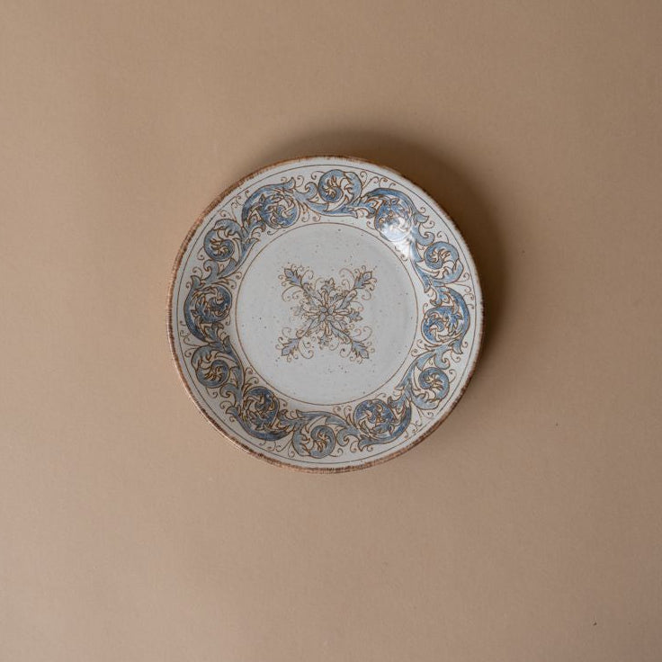 Floral Stoneware Bread Plate