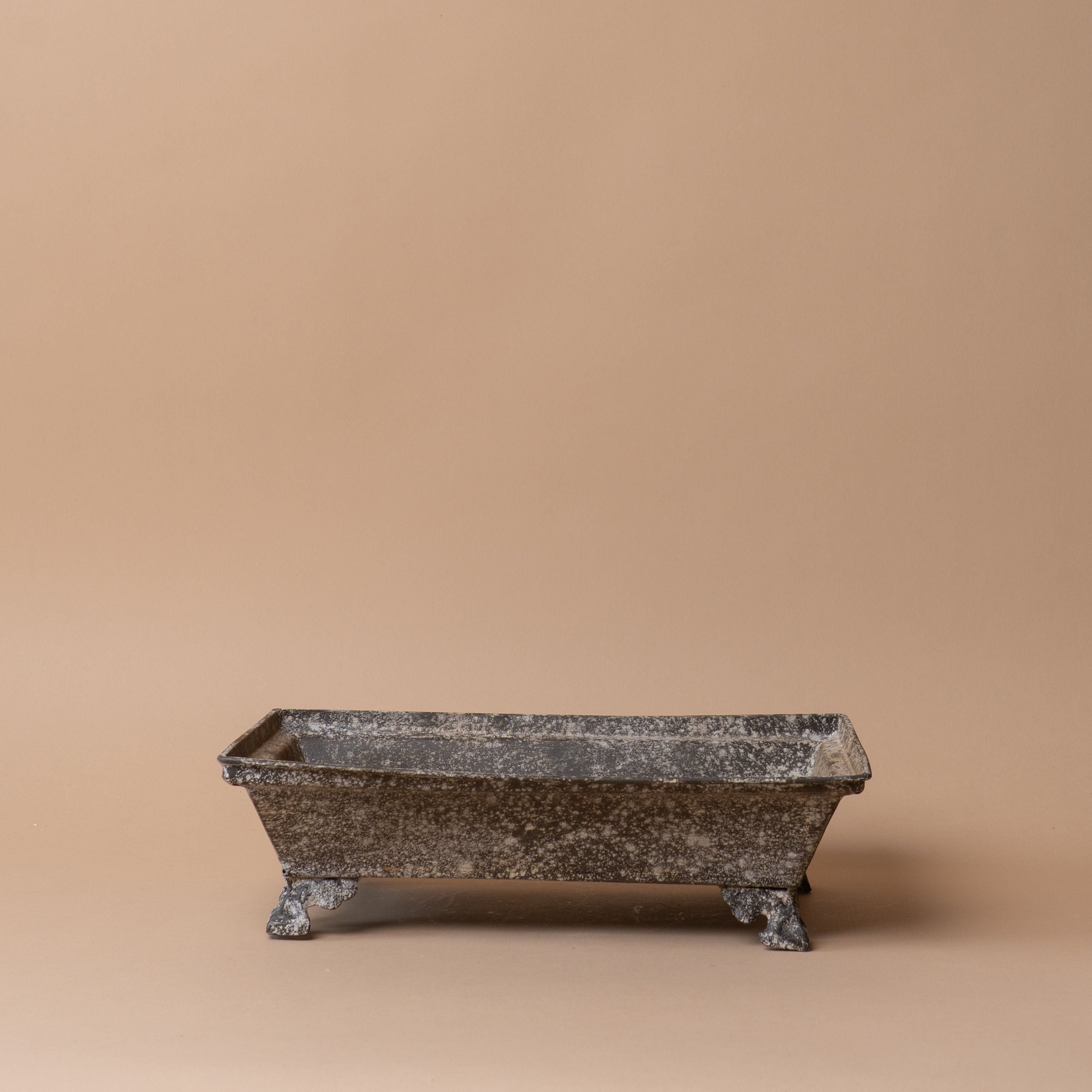 Galvanized Tray with Cast Iron Feet tray Silver Tree Home & Holiday (Faire)