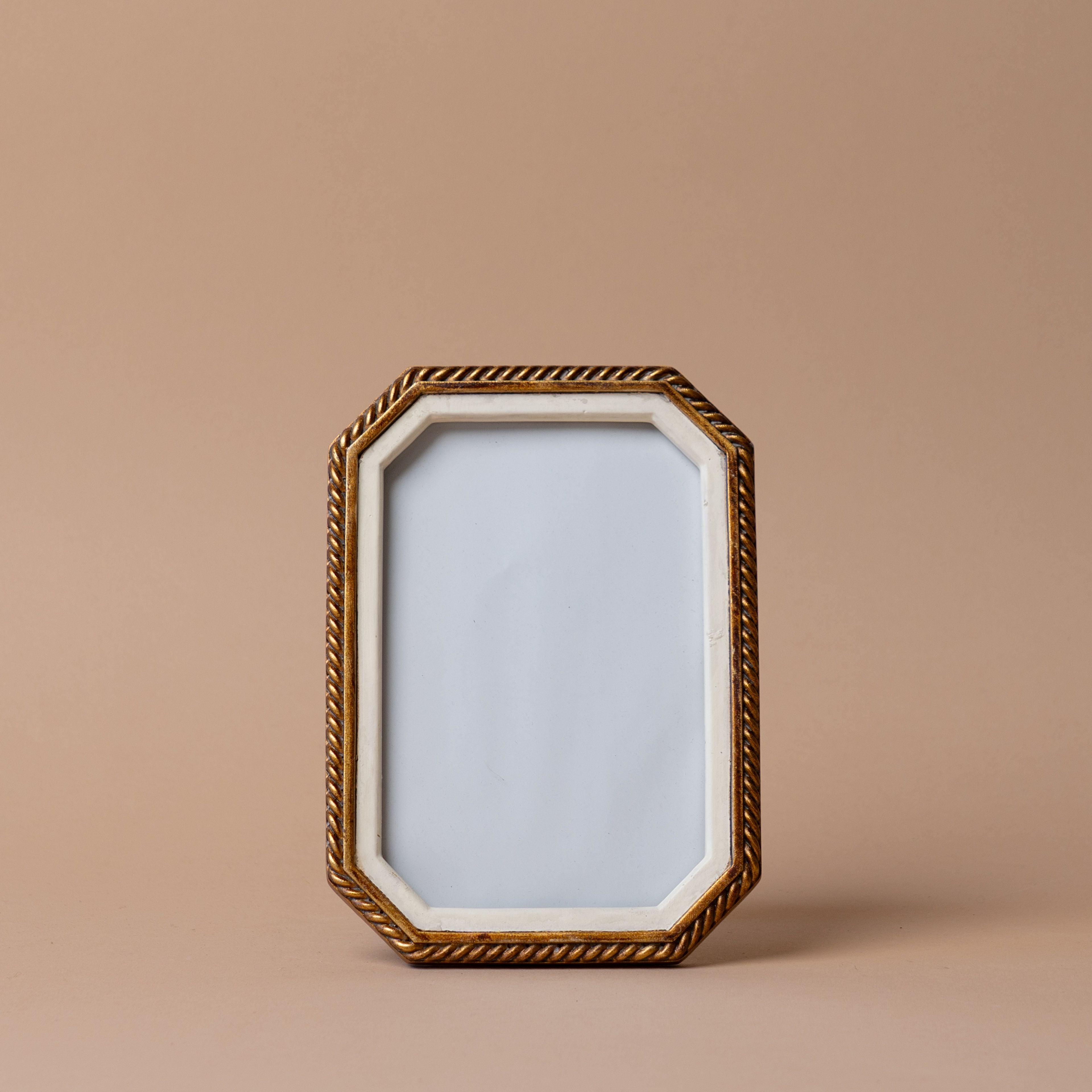 Antiqued Gold Octagonal Frame