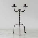 Double Arm Aged Iron Candle Holder - Rug & Weave