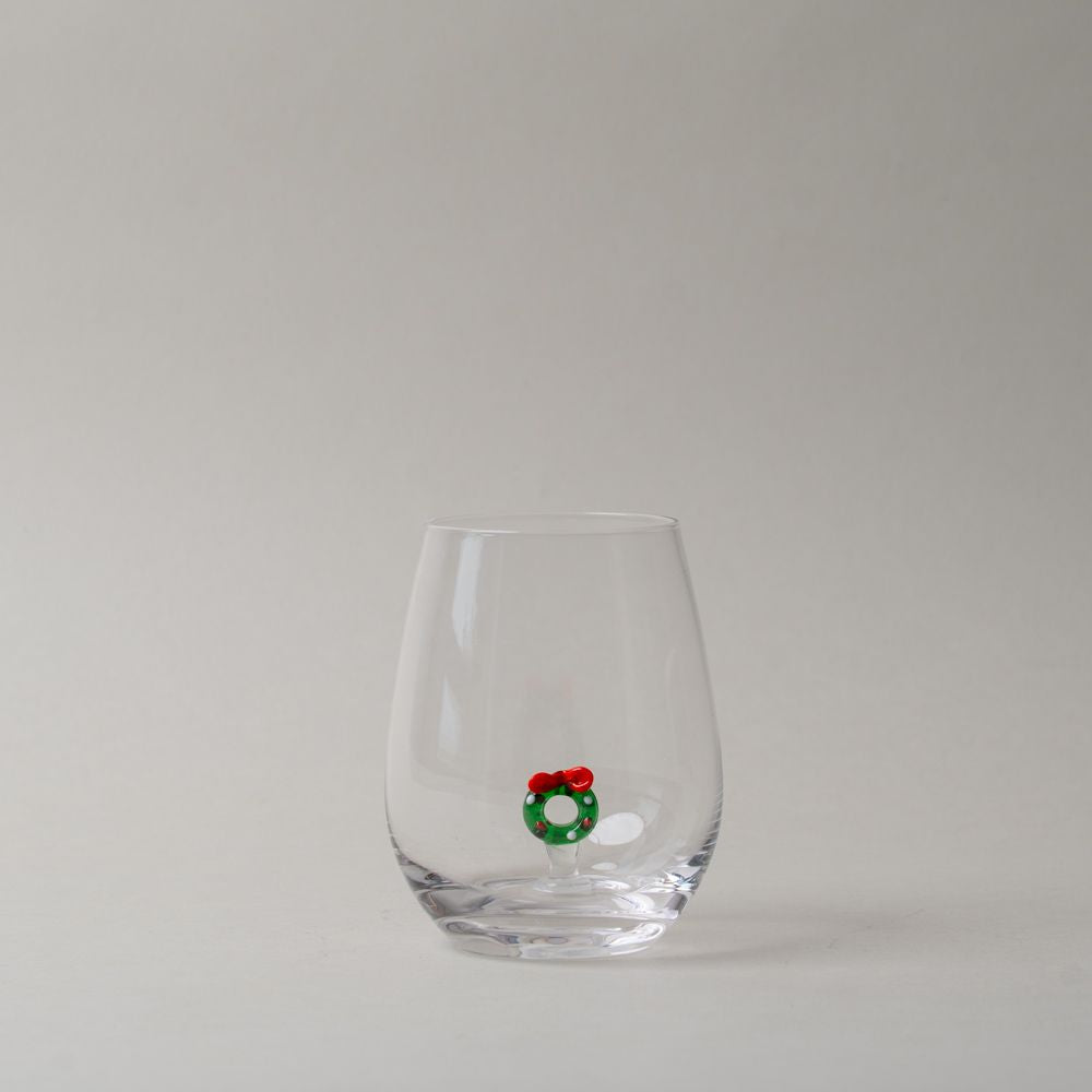 Wreath Stemless Wine Glass CHRISTMAS 2026 Abbott Collection