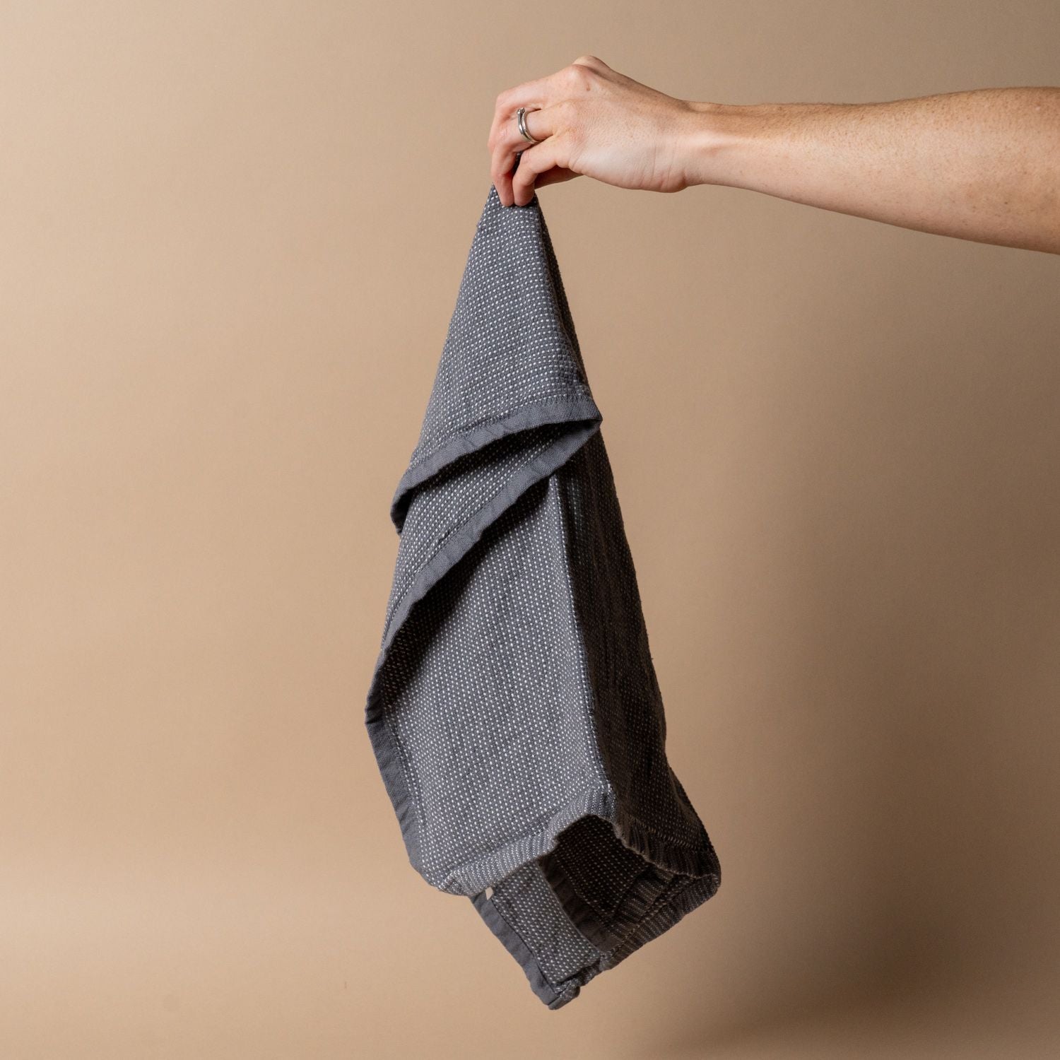 Woven Cotton Hand Towel, Charcoal