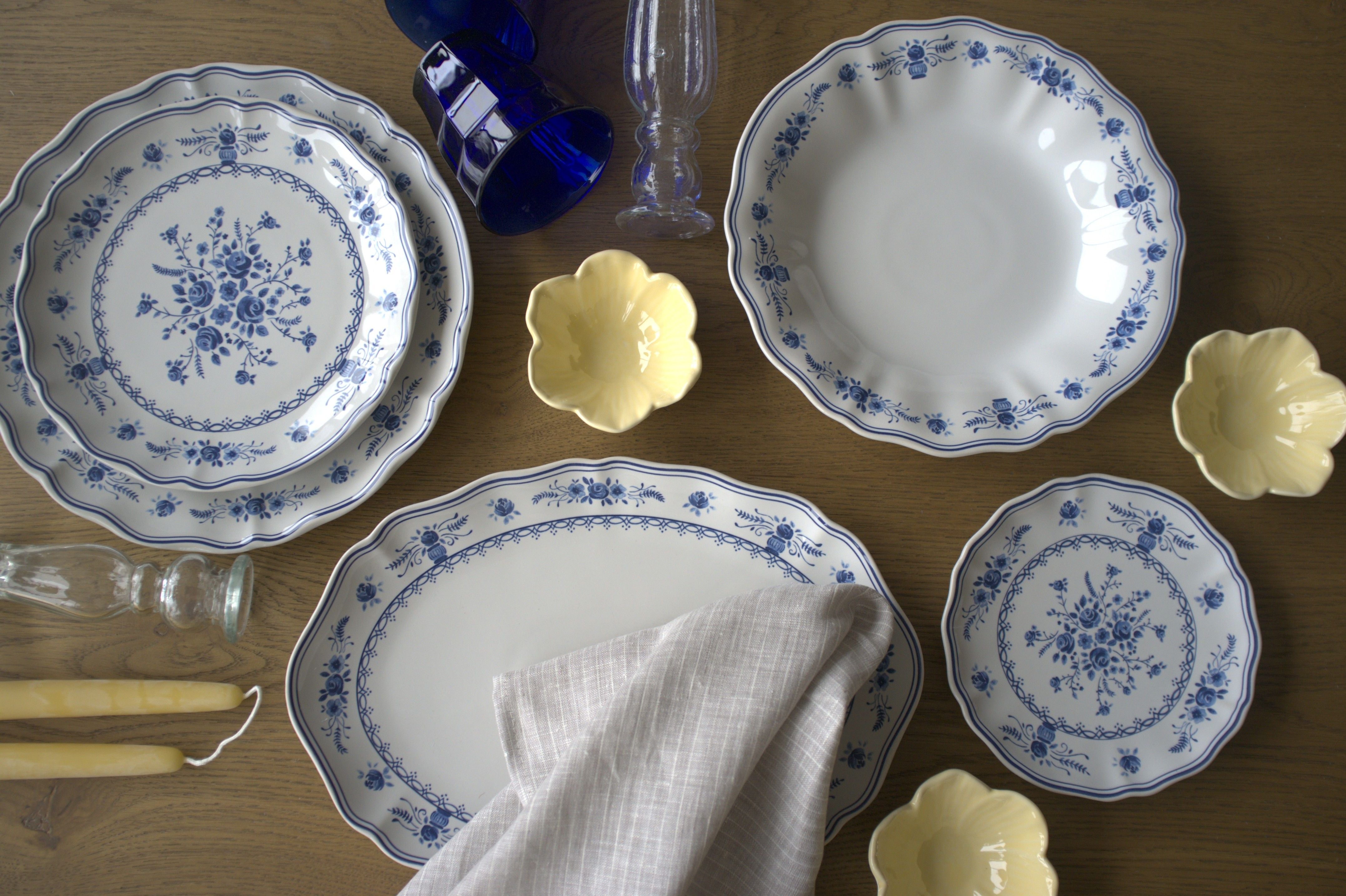 Blue & White Floral Plate Collection dinnerware David Shaw