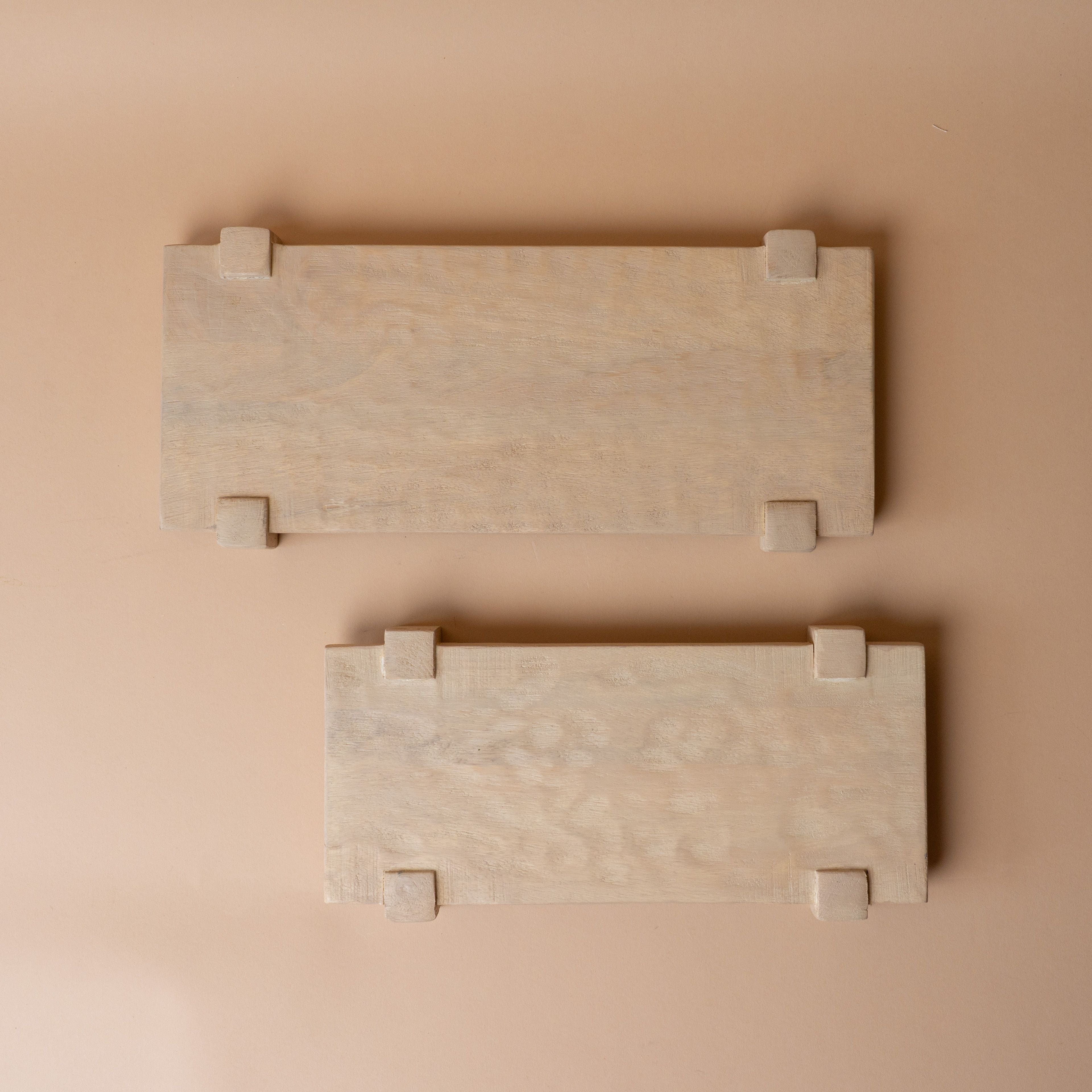 Light Mango Wood Pedestal Tray