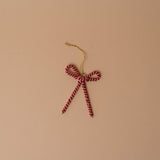 Glass Beaded Pink Bow Ornament