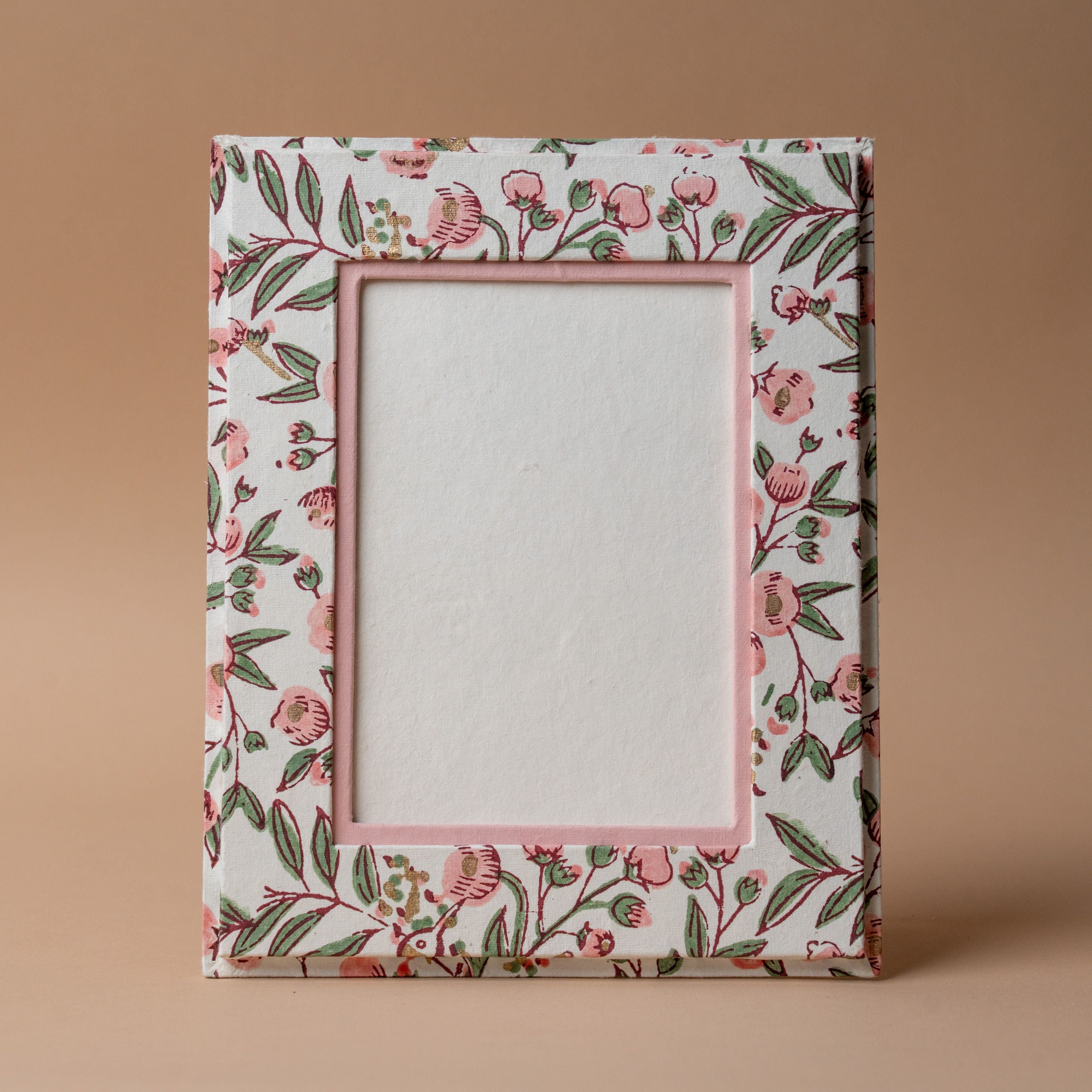 Floral Block Print Frame picture frame Paper Mirchi (Faire) 5"x7"