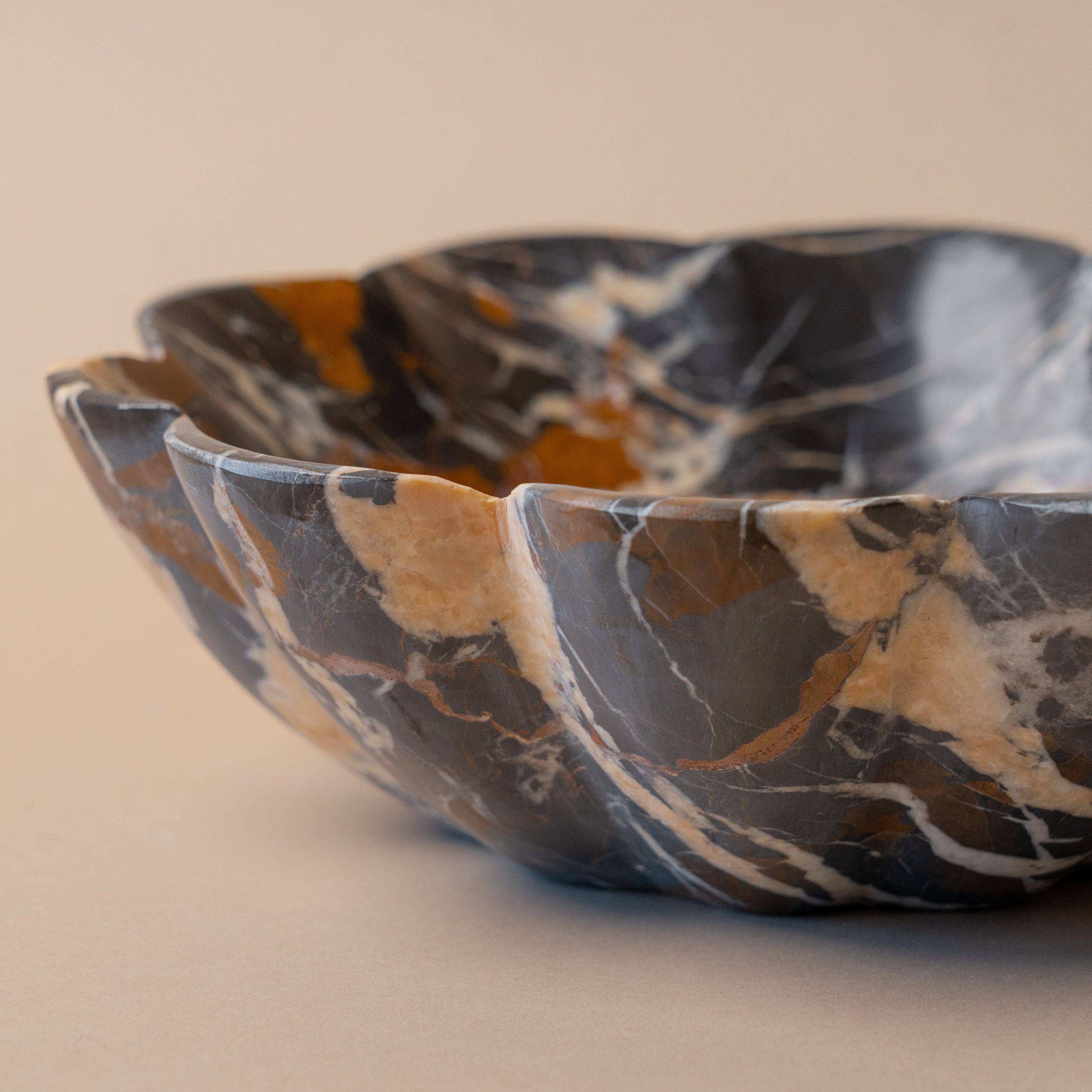 Black Marble Fluted Bowl bowl Marigold Market (Faire)