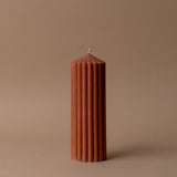 Rust Ribbed Pillar Candle candle Estelle (Faire) Medium