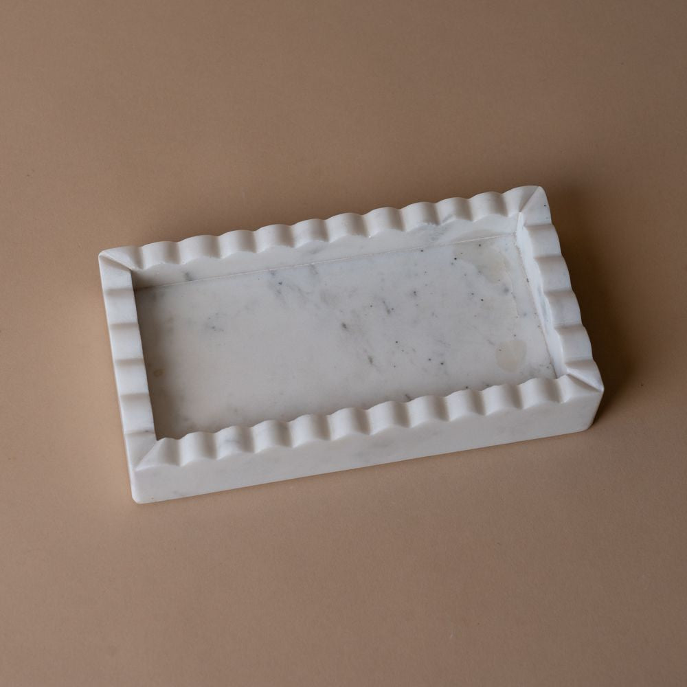 Rectangular Marble Scalloped Tray - Rug & Weave