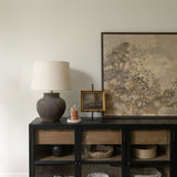 Rust Ribbed Pillar Candle
