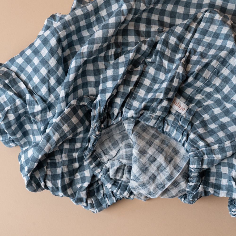 Cotton Crib Sheet, Navy Gingham