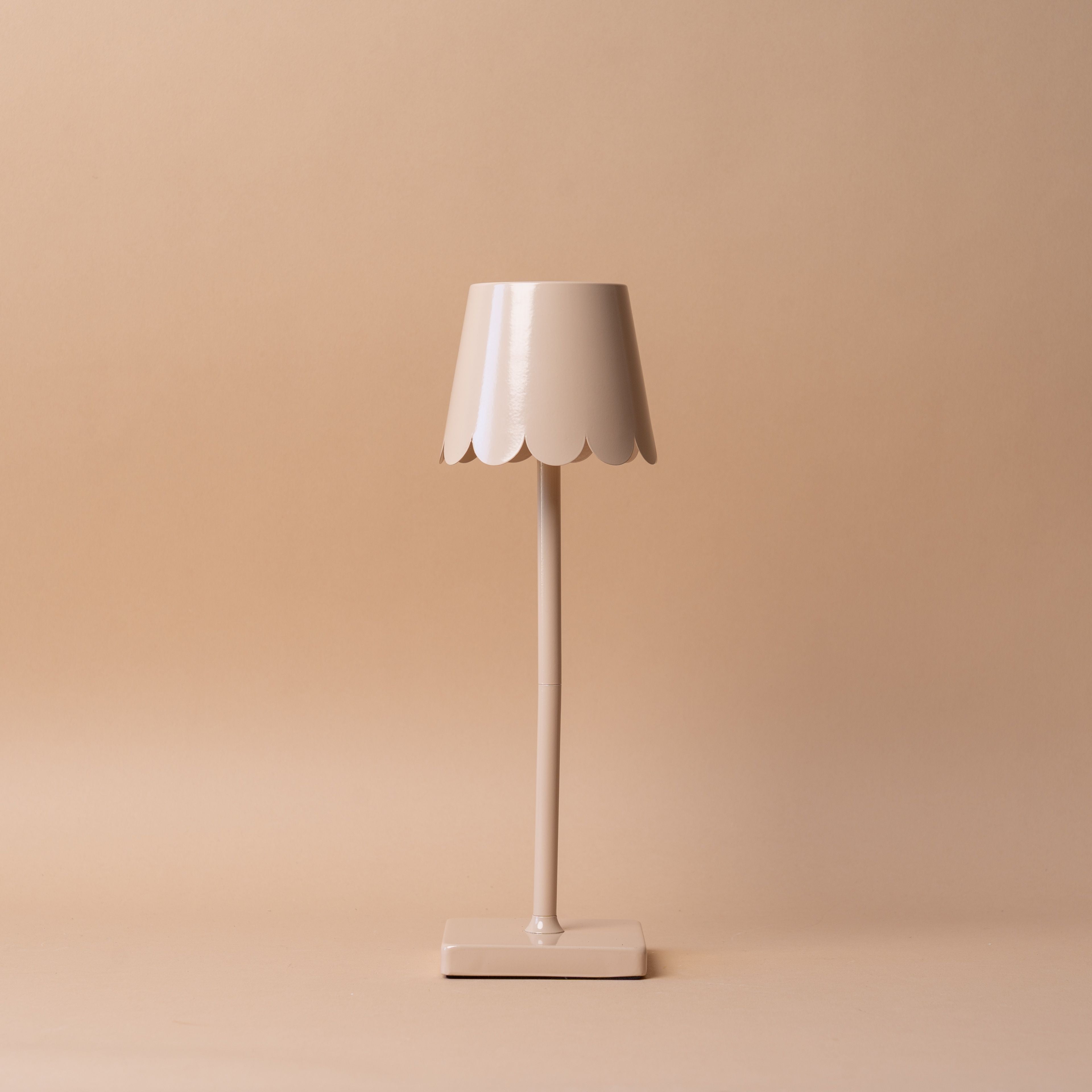 Touch LED Table Lamp with Beige Scallop Shade
