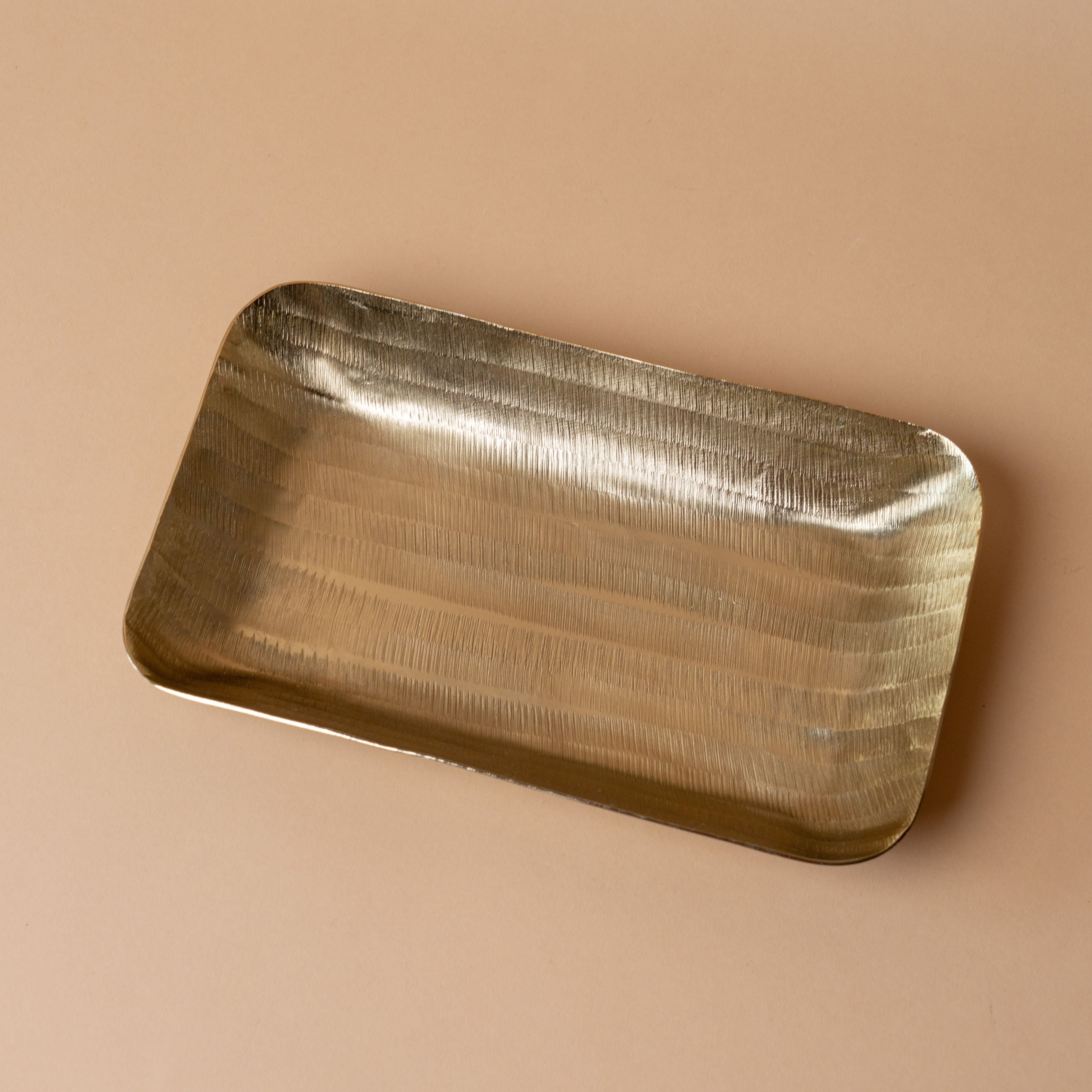 Textured Metal Tray with Brass Finish – view 2