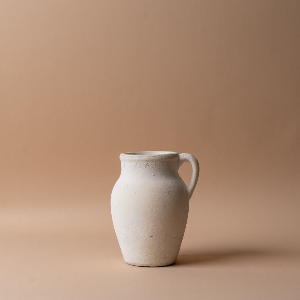 Textured Ceramic Small Vase with Handle - Off White vase Indaba