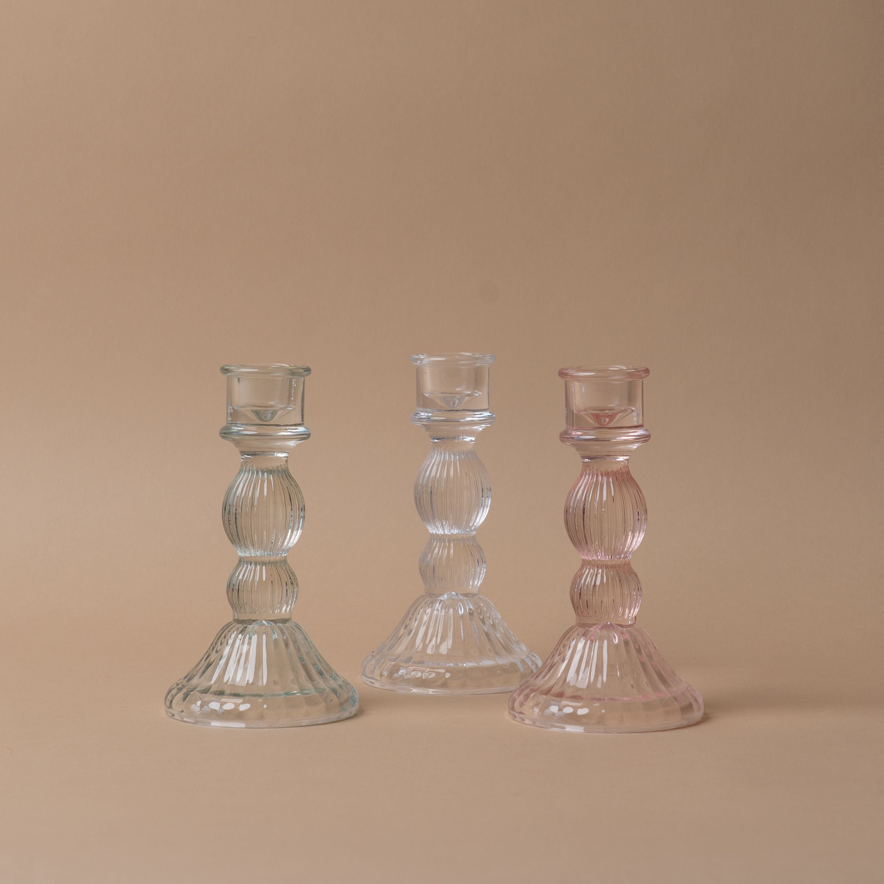 Reeded Glass Candle Holder