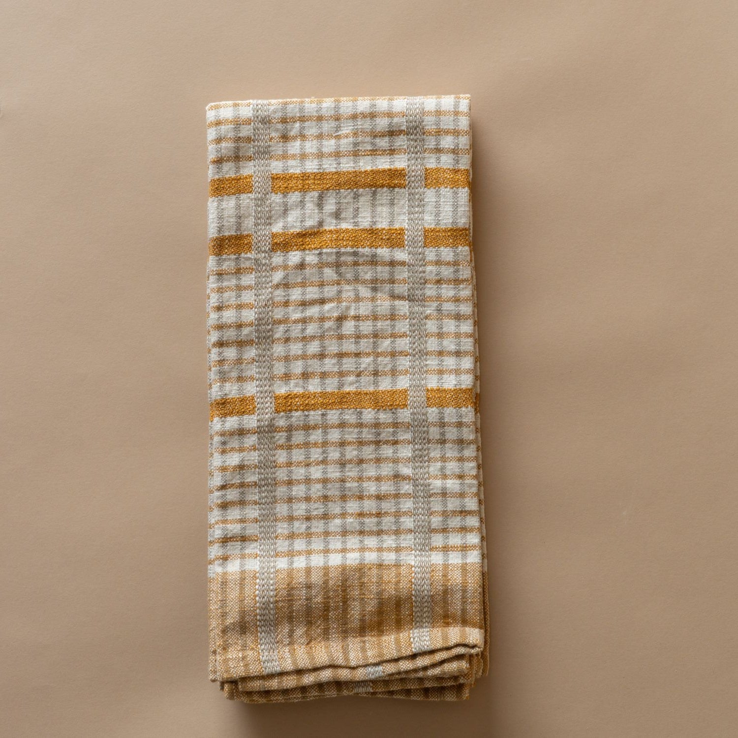 Cotton Check Dish Towel - Honey & Sage - Rug & Weave