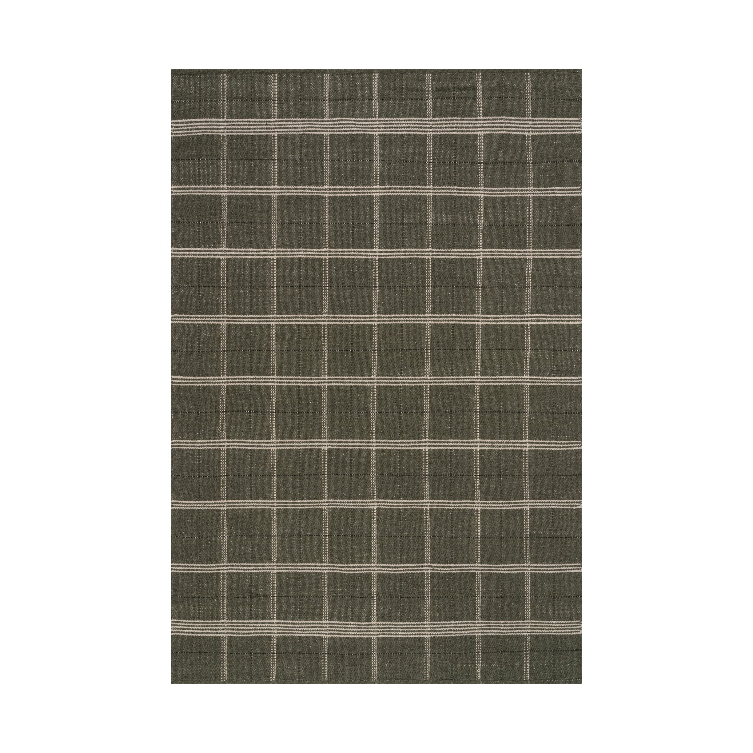Nate Berkus Downing Plaid Wool Cozy Area Rug RUGS - wool Dash & Albert Green 3' x 5'