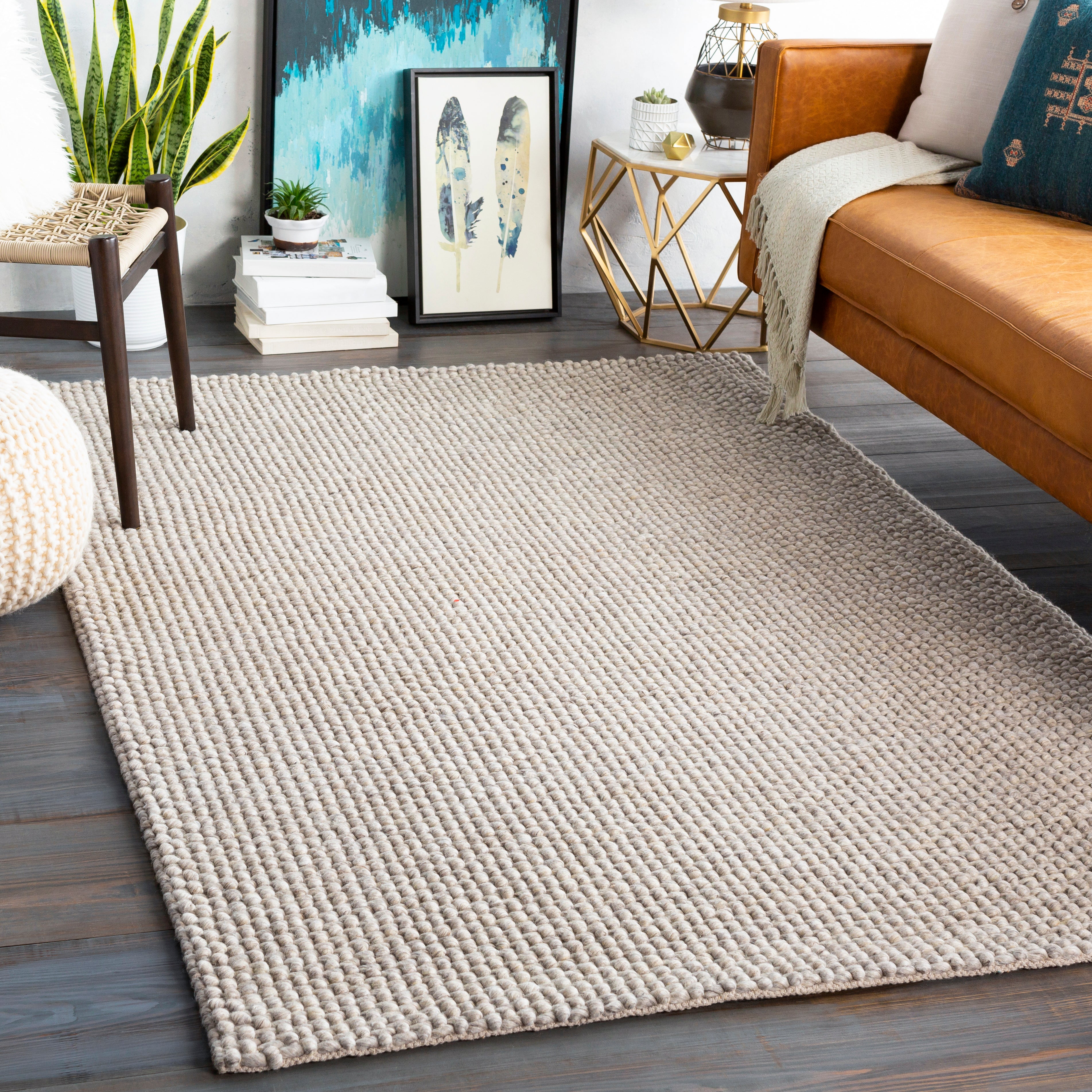 Lucy Light Grey Handwoven Rug RUGS - wool Surya