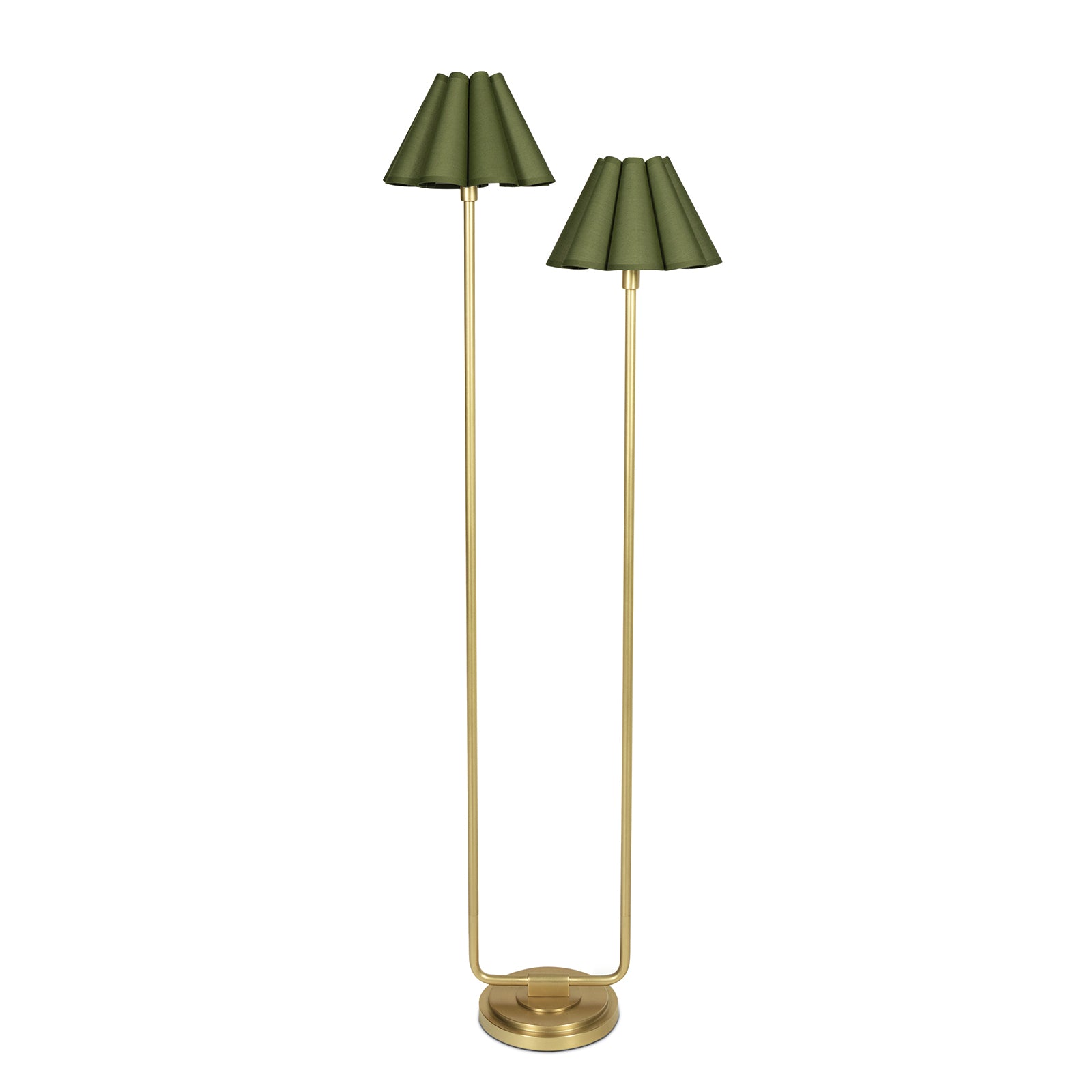 Polly Floor Lamp (Natural Brass with Green Scalloped Shade) Floor Lamps Regina Andrew