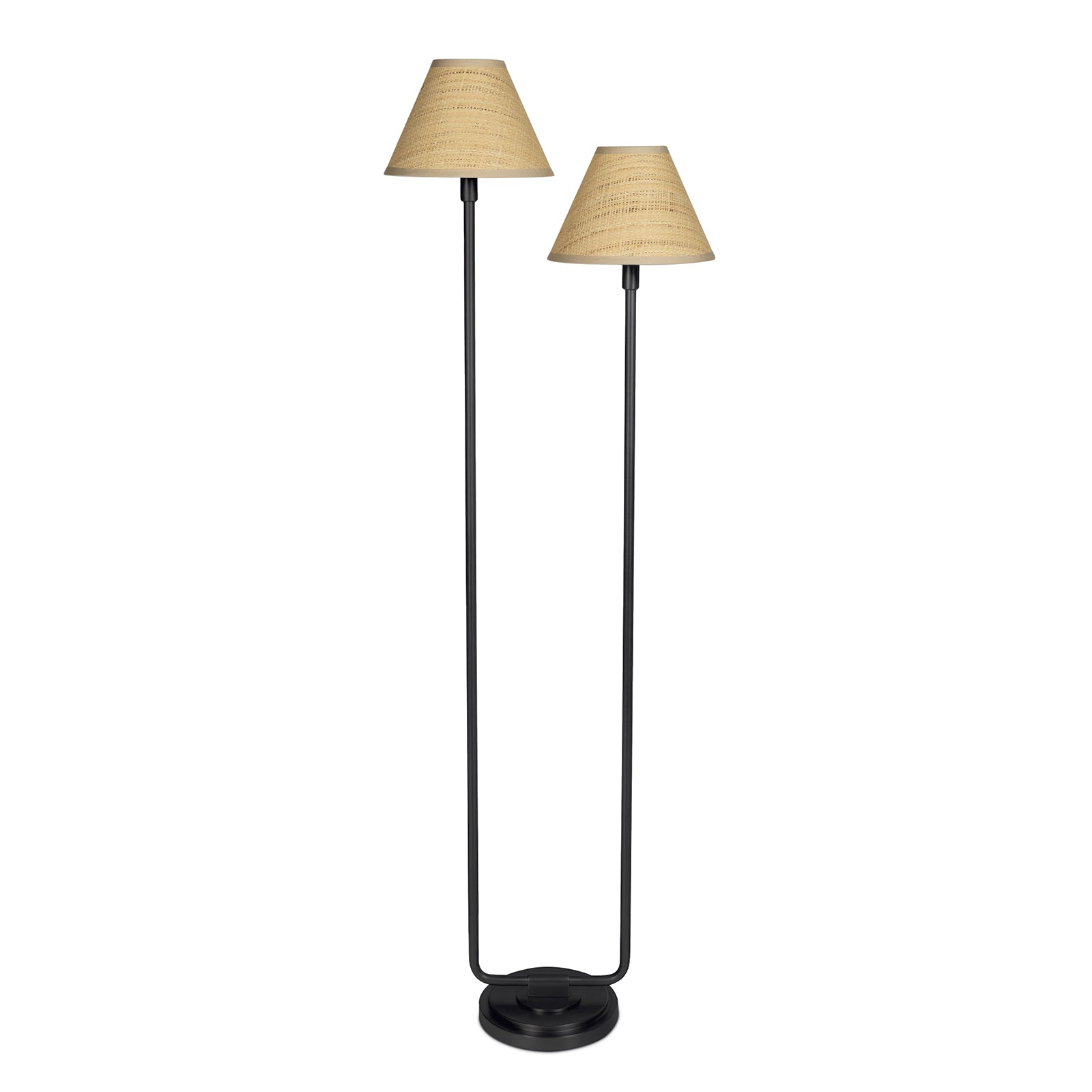 Polly Floor Lamp (Blackened Brass with Rattan Shade) - Rug & Weave